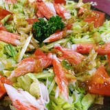 梅ダレでさっぱり、カニカマレタスの中華サラダ